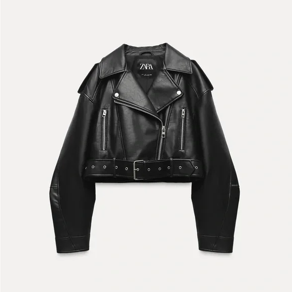 【ZARA】CROOPED VINTAGE LEATHER JACKET Zara | Jackets & Coats | Zara Faux Leather Crop Biker Jacket